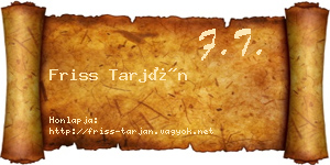 Friss Tarján névjegykártya